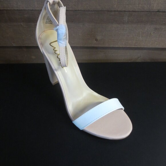 Taylor Light Nude and White Color Block Ankle Strap Heels - WOMEN'S US 6.5 - Picture 1 of 6